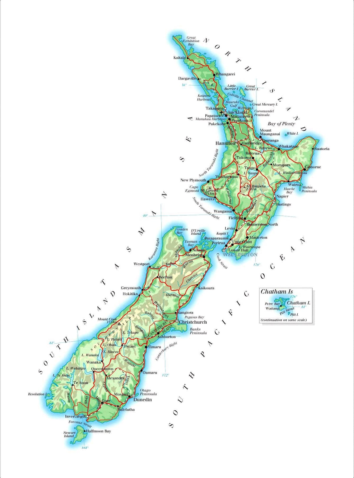 új-zéland hegyvonulatok térkép