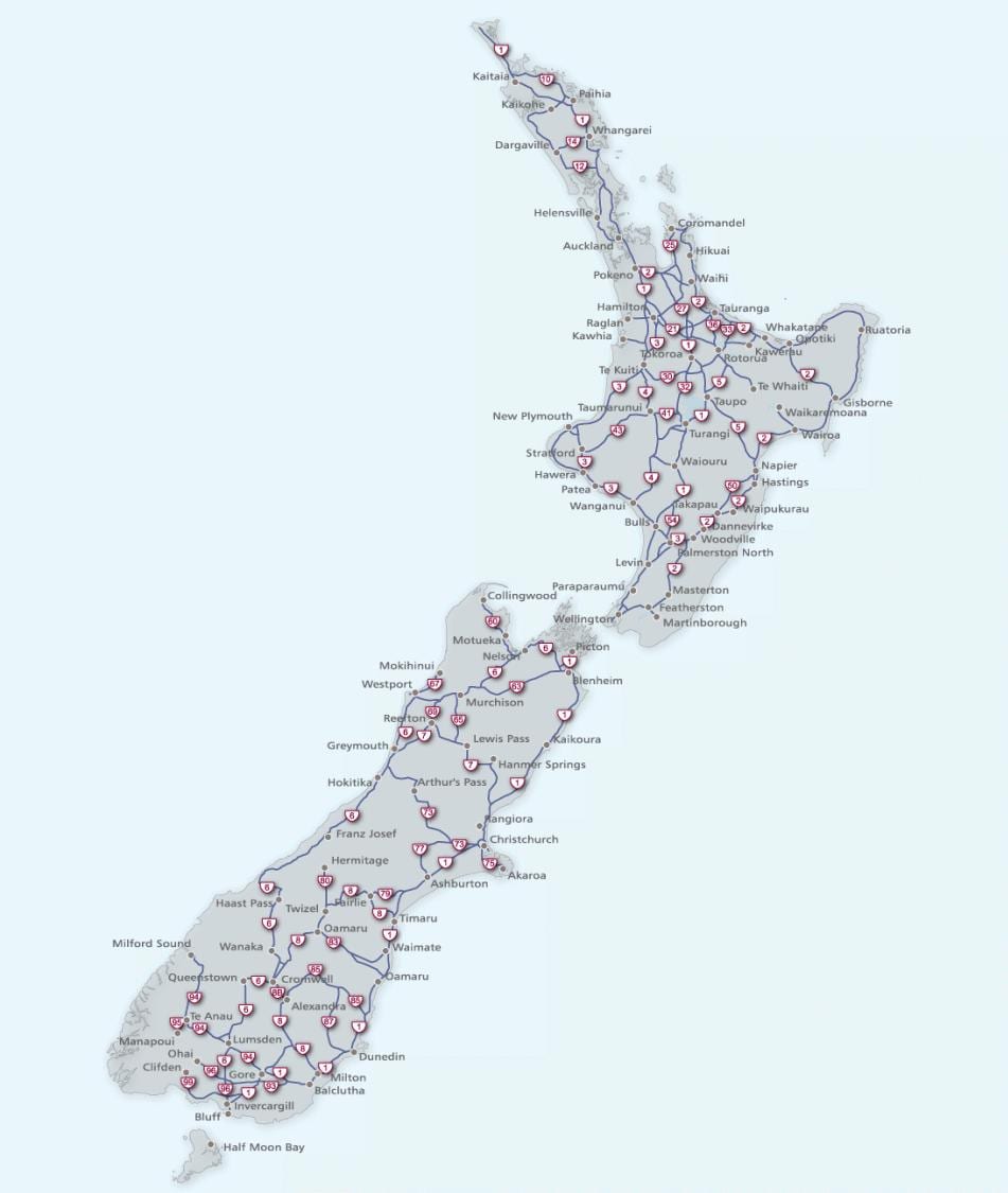 Térkép új-zéland vezetés