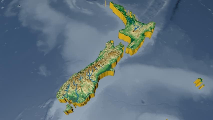 Térkép 3d-s, új-zéland