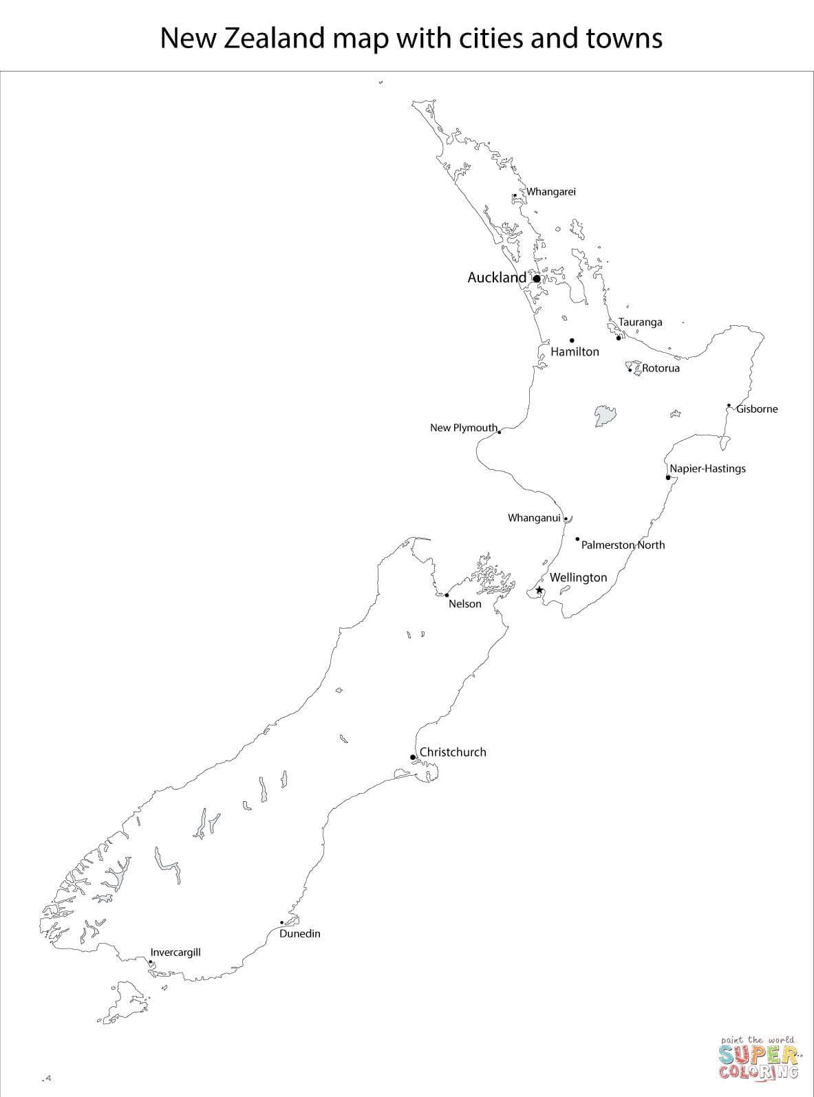 térkép új-zéland fekete-fehér