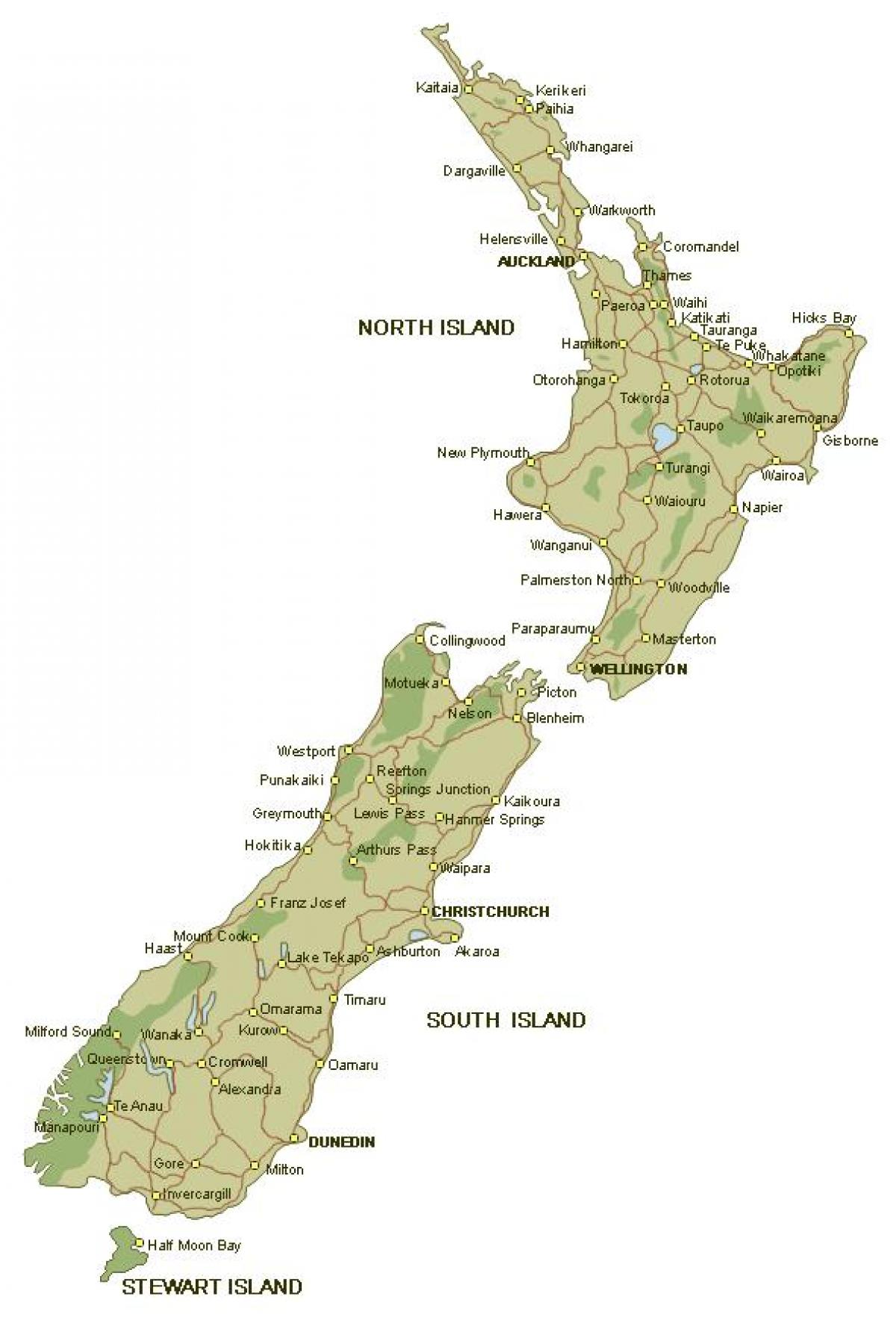 Térkép részletes, új-zéland