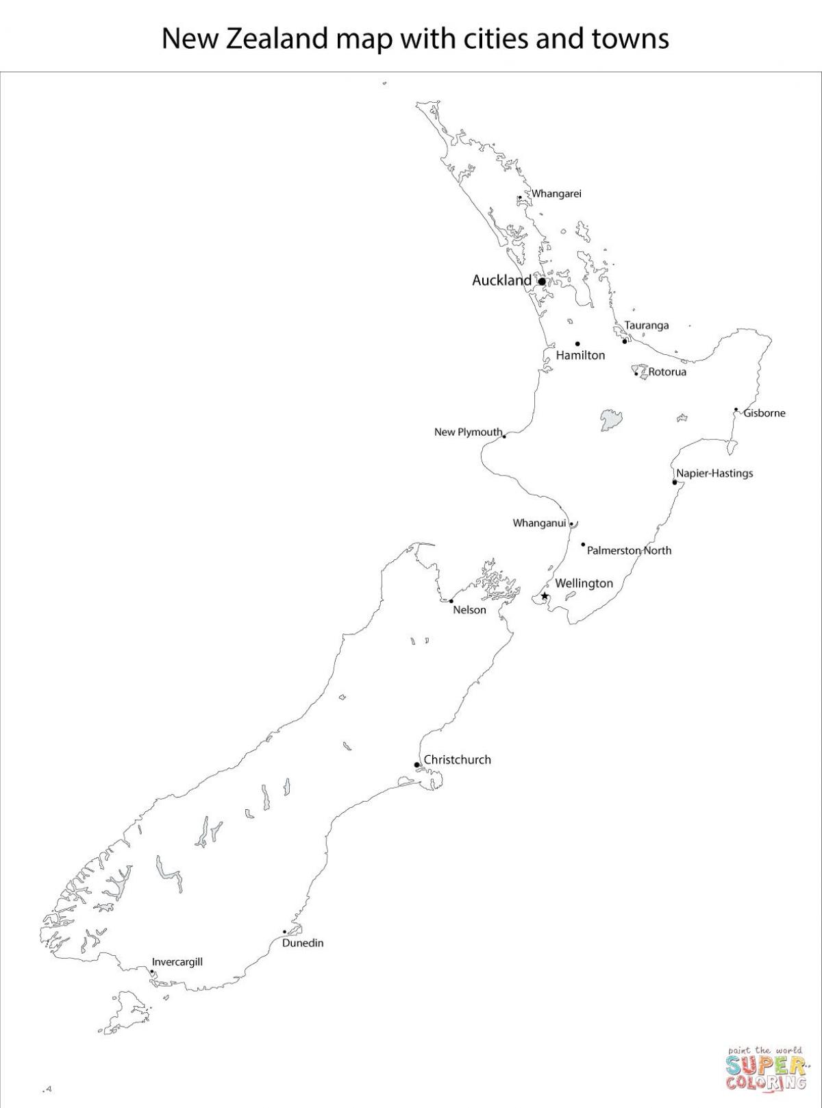 új-zéland térkép városokban