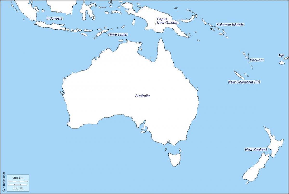 vázlatos térkép ausztrália, új-zéland