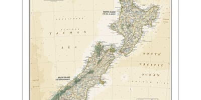 A National geographic új-zéland térkép