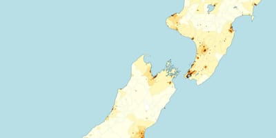 Új-zéland a népsűrűségi térkép