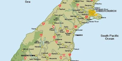 Új-zéland térkép déli sziget térkép