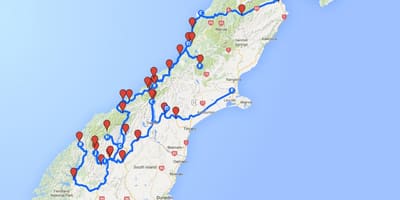 Térkép déli sziget, új-zéland